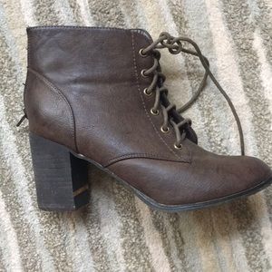 Brown Lace Up Booties